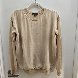 Vince Cashmere Small Crew Neck Sweater with Silk Overlay